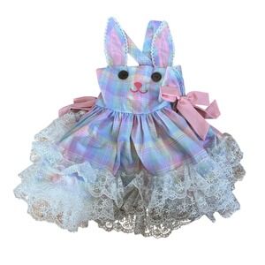 Be Girl Clothing Bunny colorful plaid girls dress lace frilly hem